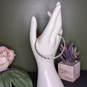 Vintage Sterling Silver Stamped (925) Twisted 3-inch Bangle Bracelet